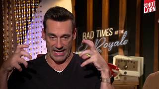 7 Sconosciuti a El Royal  Intervista a Jon Hamm e Lewis Pullman  HOT CORN [upl. by Ailimaj]