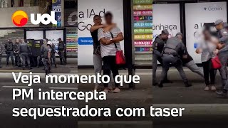 Mulher é feita refém na av Paulista veja momento que PM intercepta sequestradora [upl. by Airakaz164]