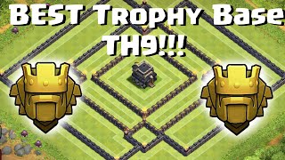 Clash Of Clans  Town Hall 9 TH9 BEST Trophy Base  Anti 3 Star 2 Air SweepersNew [upl. by Diad42]