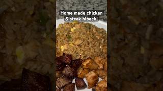 Hibachi chicken amp steak w chicken fried rice for dinner hibachi friedricerecipe cookingvlog [upl. by Esina]