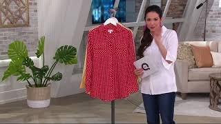 Denim amp Co Long Sleeve Gingham Woven Shirt with Roll Tab on QVC [upl. by Vahe]