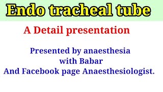 Definition of Endotracheal tube properties indication and complication [upl. by Delastre]