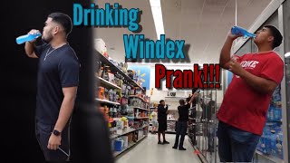 Drinking windex prank in public   got banned from Walmart 😳prank prank funny funnyvideo [upl. by Drawyah443]