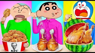 Doreamon amp shinchan eating challenge 😨 funny episode in Hindi🤣 [upl. by Putnam]