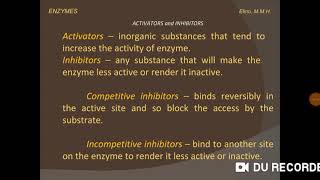 Activators and inhibitors of enzymes by Dr Hk Sheraz Siddiqui [upl. by Enalda]