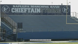 Sapulpa High School Band Football Team Continue Outdoor Practices Despite Brutal Heat [upl. by Orlina]