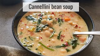 Cannellini bean soup Vegan white bean soup with spinach [upl. by Clo]