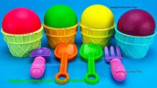 4 Play Doh Ice Cream Cups Surprise Toys Yowie Kinder Surprise Eggs [upl. by Onailime]