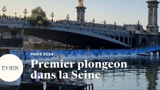 JO de Paris 2024  des athlètes nagent dans la Seine lors du premier quottest eventquot de triathlon [upl. by Niwrud861]