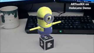 Marker Tracking on HoloLens Minion on the Cube [upl. by Ahusoj]