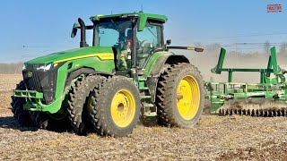 JOHN DEERE 8R 340 Tractor Working on Tillage [upl. by Aneles]