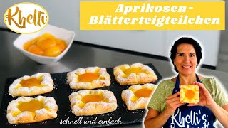 AprikosenBlätterteigteilchen mit PuddingBlätterteigtaschen mit Pudding amp Früchteeinfach amp schnell [upl. by Araz]