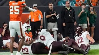 Hail Mary touchdown overturned as No 7 Miami survives against Virginia Tech in thriller [upl. by Imhskal]