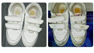 How to clean white shoes with toothpaste  white shoes cleaning easy metood [upl. by Yantruoc962]