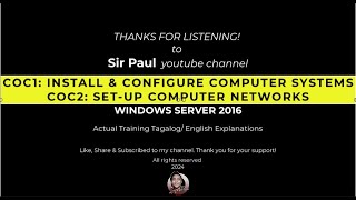 COC1 Install amp Configure Computer Systems amp COC2 Setup Computer Networks Win Server 2016CSS [upl. by Yrrep]