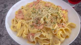 Tagliatelles crevette sauce blanche TAGLIATELLES sauce alfredo [upl. by Hanschen335]