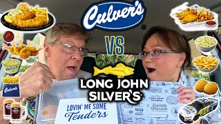 Fish and Chips Battle  Culvers vs Long John Silvers  Eat With Us [upl. by Ellertal]