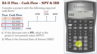 BA II Plus  Cash Flows 1 Net Present Value NPV and IRR Calculations  DCF [upl. by Oinotnas]