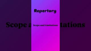 Scope and Limitation of Repertory Repertory [upl. by Bohaty668]