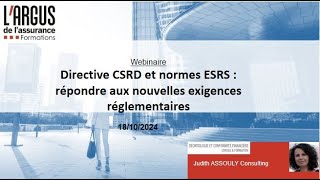 Replay Webinaire  Directive CSRD et normes ESRS répondre aux nouvelles exigences réglementaires [upl. by Carita]