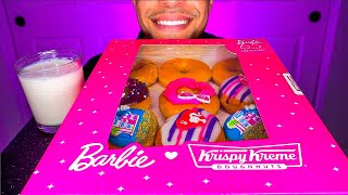 ASMR Barbie Krispy Kreme Donuts Milk Eating Mouth Sounds No Talking Jerry Candy Show [upl. by Tyra937]