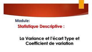 Statistique Descriptive  la Variance et lécart type [upl. by Kcaj246]