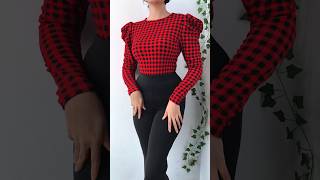 Shein Gigot Sleeve Buffalo Plaid Tee 💋 [upl. by Koser646]