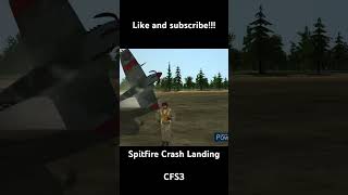 Spitfire Crash Landing ww2 gaming cfs3 ww2warbirds spitfire crash aircraft landing survival [upl. by Normalie]