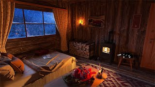 Deep Sleep in a Cozy Winter Hut with Cat  Blizzard amp Fireplace Sounds [upl. by Altaf]