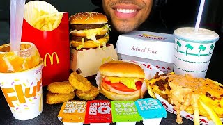 ASMR McDonalds vs InNOut Mukbang Chicken Nuggets McFlurry Animal Style Fries Big Mac Jerry Eating [upl. by Yenial]