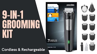 Paonies 9in1 Cordless Beard Trimmer Hair Clipper for Beard Hair Nose Grooming TC509  Review [upl. by Nnaylrebmik]