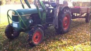 Deutz D 5505 cold start and drive [upl. by Ahsinauj]