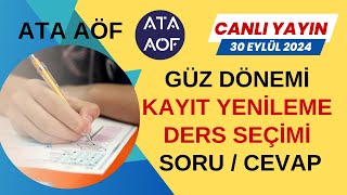 Ata Aöf Kayıt Yenileme Ders Seçimi Canlı Yayın [upl. by Aeneus]