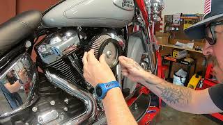 Round air cleaner install Harley Davidson Milwaukee Eight 114 Softail Heritage Classic [upl. by Nerwal]