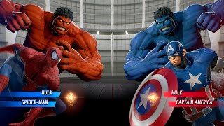 Blue Hulk amp Blue Captain America VS Red Hulk amp Red Spider Man  Marvel vs Capcom Infinite [upl. by Weinshienk]