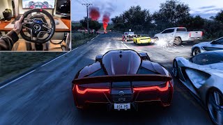 400HP NIO EP9  Forza Horizon 5  Thrustmaster Steering Wheel Gameplay [upl. by Nahsar]