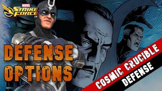 SEASON 9 DEFENSE OPTIONS FOR COSMIC CRUCIBLE  Marvel Strike Force [upl. by Kenway916]