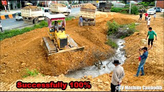 Incredible Ultimate Successfully 100 In Project Extreme Dozer D31P Pushing Soil Into Water [upl. by Eidnas]