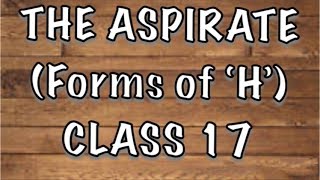 The Aspirate  Different forms of quotHquot  CLASS 17 [upl. by Kahcztiy987]