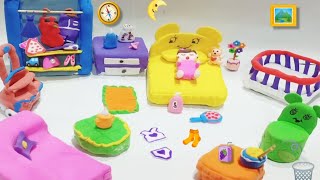 Diy How To Make polymer Clay Miniature Doll House BedChairCabinetTrolleySofa diy dollhouse [upl. by Asteria861]