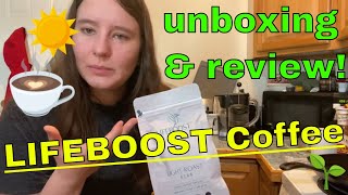 LIFEBOOST COFFEE Unboxing Tasting and Review [upl. by Werdnaed]