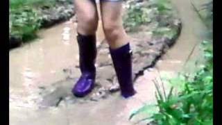 Rubber boots in water SVA0349mp4 [upl. by Aynos884]