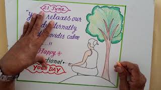 International Yoga Day slogan Drawing amp Calligraphy  International Yoga Day Poster  Calligraphy [upl. by Osborn]