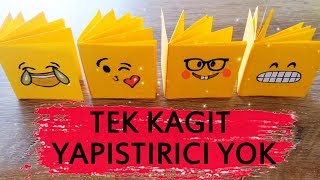 TEK Kağıtla YAPIŞTIRICI Olmadan Mini EMOJI Not Defteri  DIY [upl. by Ibed]