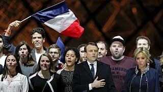 Emmanuel Macron sa victoire au son de lhymne européen [upl. by Sidoma]