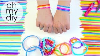 DIY Drinking Straw Party Bracelet  New Amazing Drinking Straw Crafts and Life Hacks [upl. by Seilenna]