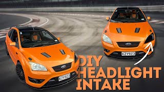 Making a DIY Headlight Intake for my Track Car using a Scrap Yard Headlight  Mk2 Ford Focus ST [upl. by Zenobia656]