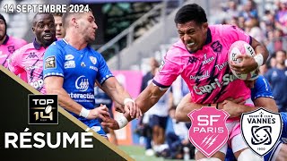 TOP 14  Résumé partie complète Stade Français Paris vs RC Vannes  J2  Saison 20242025 [upl. by Asela]