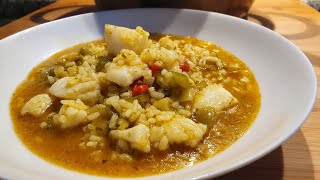 Arroz Caldoso de Bacalao  ✅ Deliciosa receta de Arroz marinero con bacalao [upl. by Fiora]