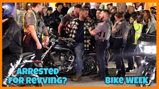 Biker Revs Bike in Front of Cop  Gets Led Away in Cuffs  Bike Week  Daytona [upl. by Ziza]